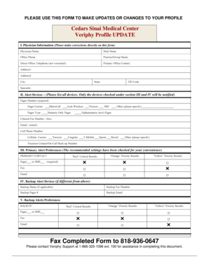 Cedars Sinai Veriphy Profile Update Form