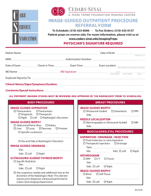 Image-Guided Outpatient Procedure Referral Form