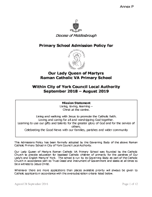 Primary School Admission Policy for
