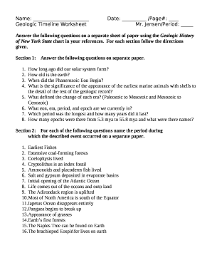 Geologic Timeline WorksheetMr