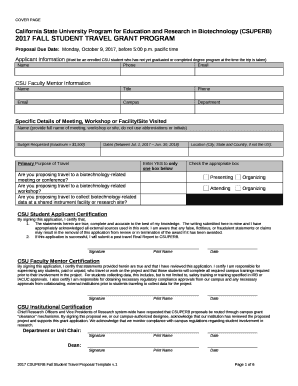 Applicant Information (Must be an enrolled CSU student who has not yet graduated or completed degree program at the time the trip is taken)