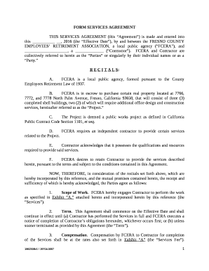FORM SERVICES AGREEMENT