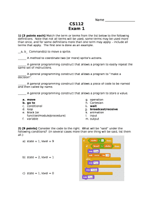 1) 3 points each Match the term or terms from the list below to the following definitions