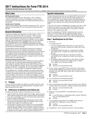 fillable online 2017 form 3514 california earned income tax credit form ftb 3514