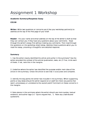 Assignment 1 Workshop Doc Template | pdfFiller