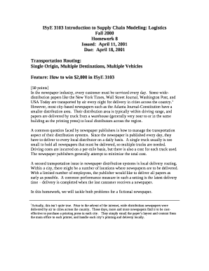 ISyE 3103 Introduction to Supply Chain Modeling: Logistics