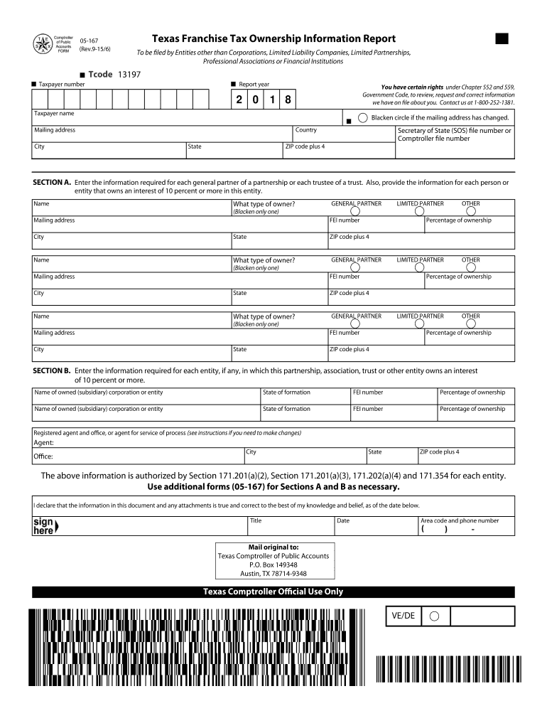 TX Comptroller 05167 2018 Fill out Tax Template Online US Legal Forms