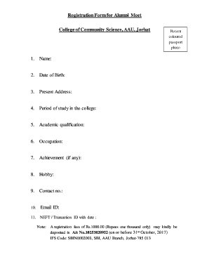 Registration Form for Alumni Meet