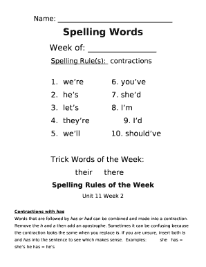 Spelling Rule(s):contractions