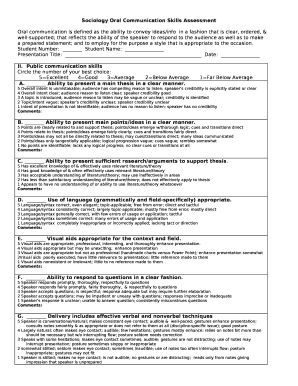 Sociology Oral Communication Skills Assessment