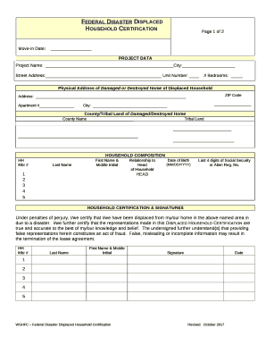 Federal Disaster Displaced Household Certification