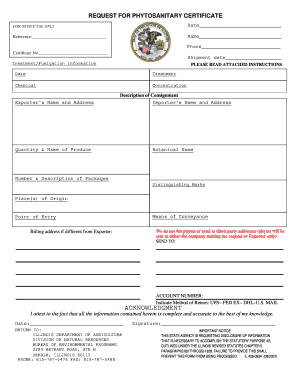 REQUEST FOR PHYTOSANITARY CERTIFICATE