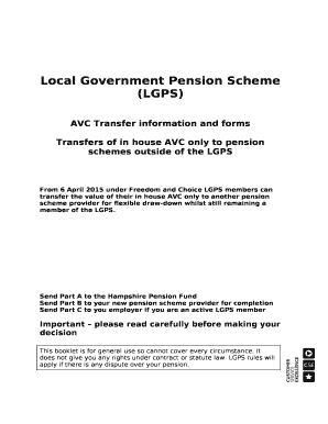 Transfers of in house AVC only to pension schemes outside of the LGPS