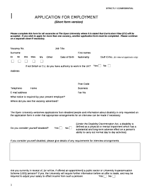 Lapplication for employment