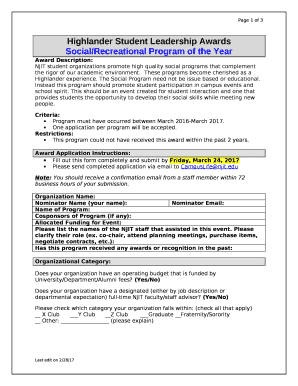 Highlander Student Leadership Awards