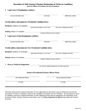 (For the Offices of President and Vice-President)