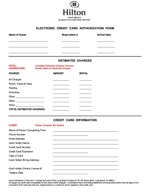 ELECTRONIC CREDIT CARD AUTHORIZATION FORM