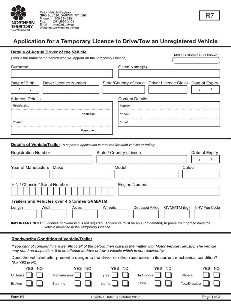 unregistered vehicle permit nt Preview on Page 1