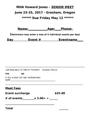 MHA Howard Jones SENIOR MEET