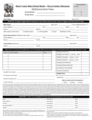 Fillable Online 2018 SHOW ENTRY FORM Fax Email Print - pdfFiller