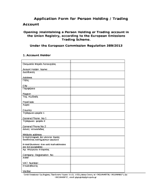 Application Form for Person Holding / Trading Account