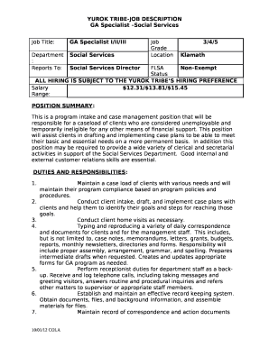 GA Specialist I/II/III