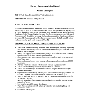 JOB TITLE:School Accountability/Testing Coordinator