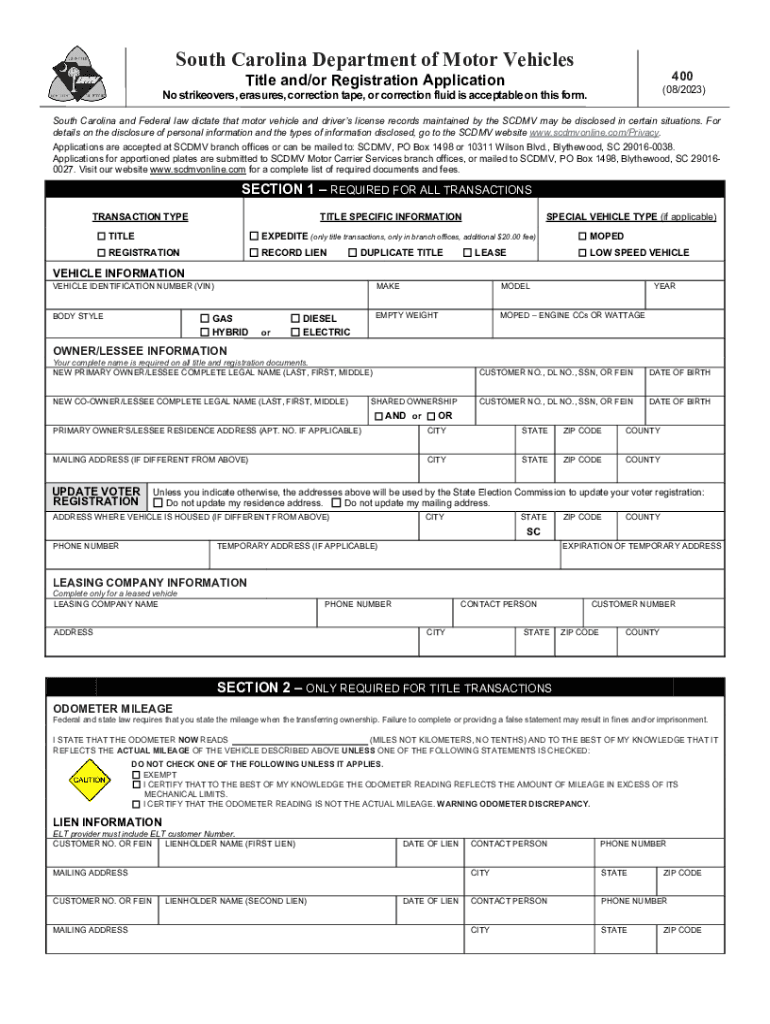 2023 2025 SC Form 400 Fill Online Printable Fillable Blank PdfFiller