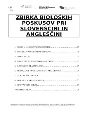 ZBIRKA BIOLOKIH POSKUSOV PRI SLOVENINI IN ANGLEINI