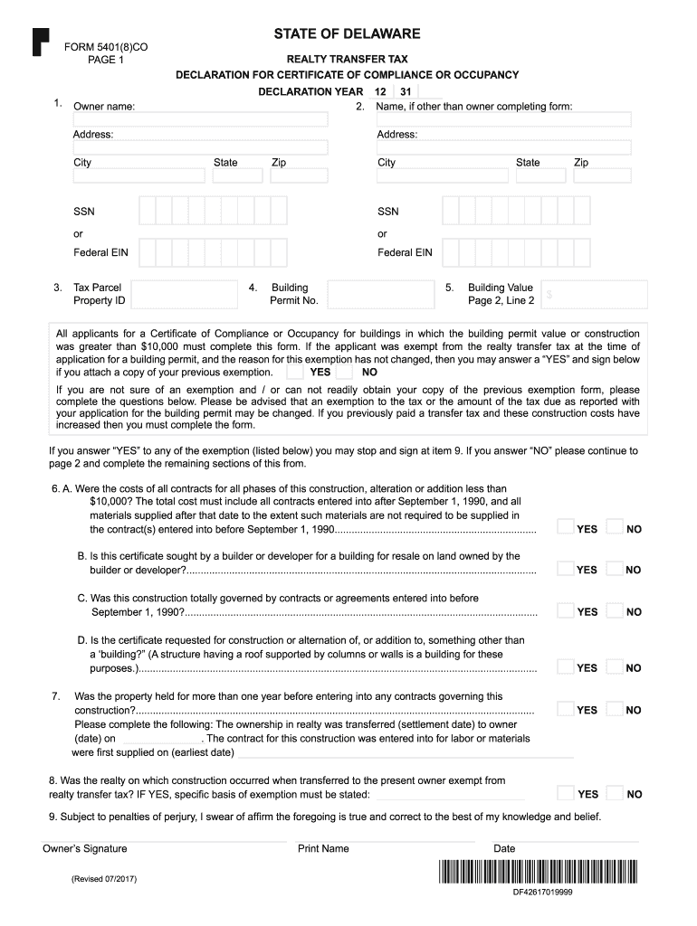 form 5401 Preview on Page 1