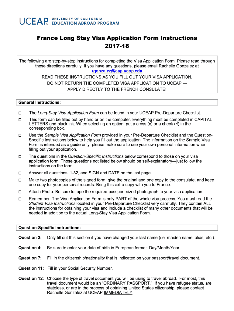 Fillable Online France Long Stay Visa Application Form Instructions Fax Email Print PdfFiller fillable-online-france-long-stay-visa-application-form-instructions-fax-email-print-pdffiller