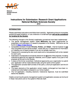 Instructions for Submission: Research Grant Applications