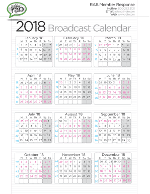 2018 Broadcast Calendar - Fill Online, Printable, Fillable, Blank ...