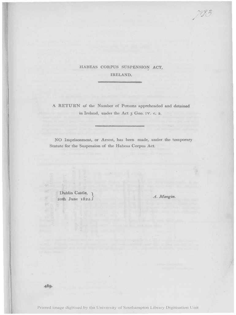 Fillable Online HABEAS CORPUS SUSPENSION, ACT, Fax Email Print pdfFiller