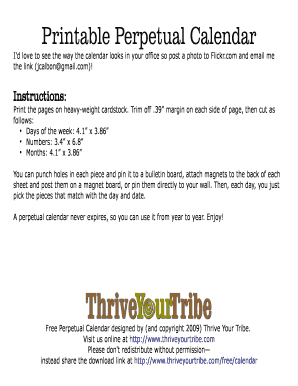 Fillable Online Printable Perpetual Calendar Fax Email Print - pdfFiller