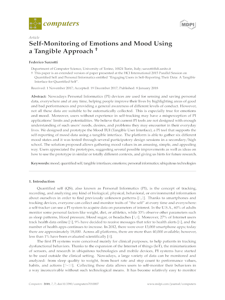 Fillable Online Self-Monitoring of Emotions and Mood Using Fax Email ...