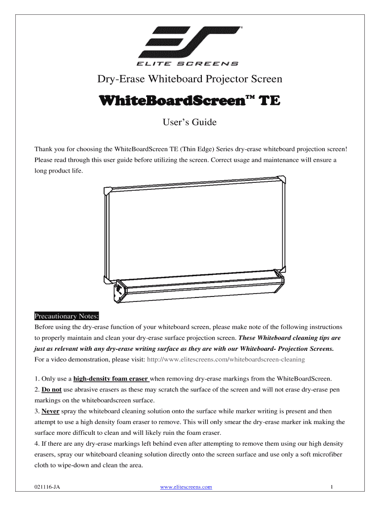 Fillable Online DryErase Whiteboard Projector Screen Fax Email Print