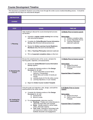 Fillable Online Course Development Timeline Fax Email Print - pdfFiller