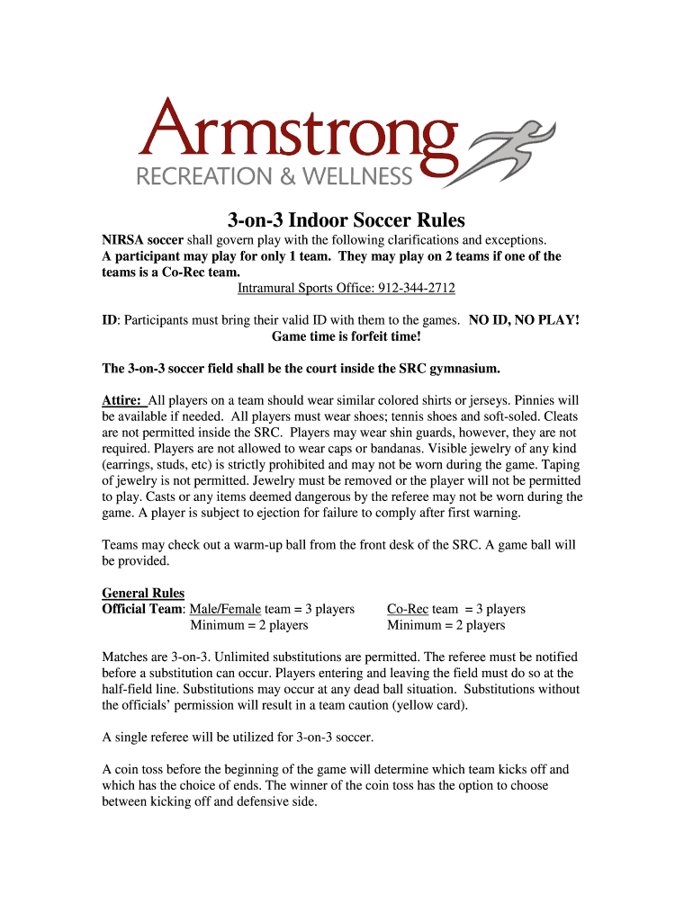 Fillable Online 3on3 Indoor Soccer Rules Fax Email Print pdfFiller
