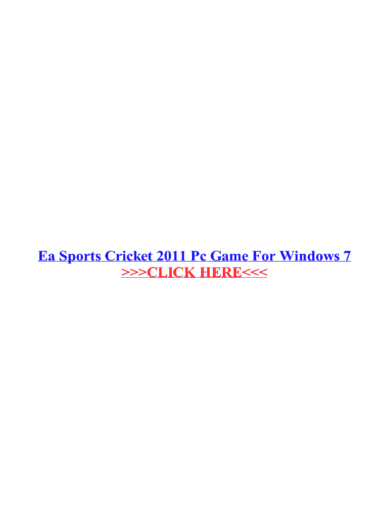 Fillable Online Ea Sports Cricket 2011 Pc Game For Fax Email Print