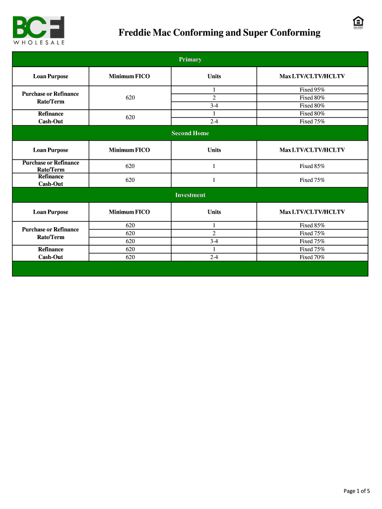Fillable Online Freddie Mac Conforming and Super Conforming Fax Email