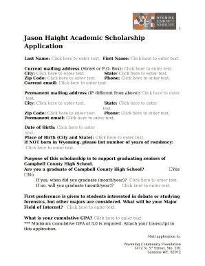 Jason Haight Academic Scholarship Application