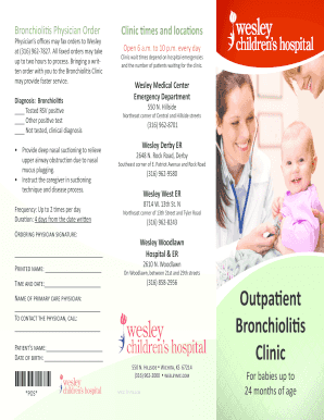 Bronchiolitis Physician Order - Fill and Sign Printable Template Online