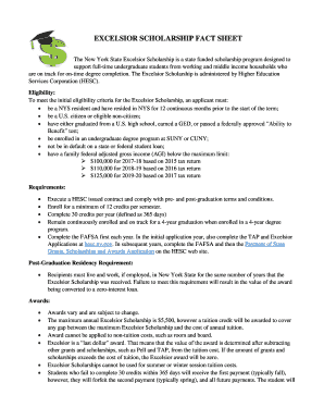 Fillable Online EXCELSIOR SCHOLARSHIP FACT SHEET Fax Email Print ...