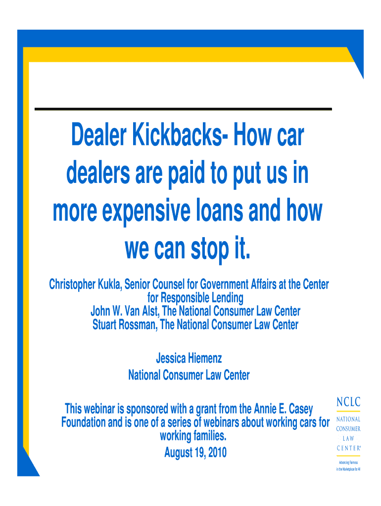 Fillable Online Dealer Kickbacks How car Fax Email Print pdfFiller