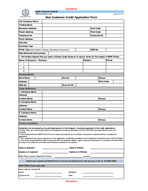 credit application form for customers