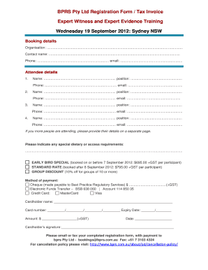 BPRS Pty Ltd Registration Form / Tax Invoice