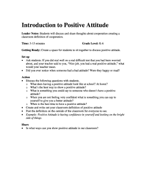 Fillable Online Introduction to Positive Attitude Fax Email Print ...