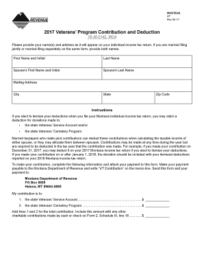 Montana Veterans’ Program Contribution and Deduction Form