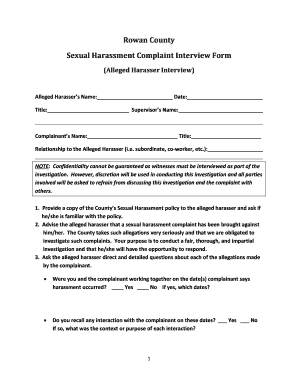 Sexual Harassment Complaint Interview Form